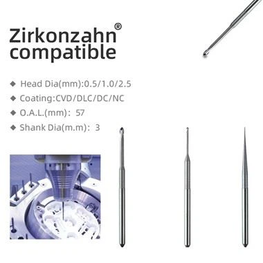 3 มม. Zirkonzahn ทันตกรรม CadCam Bur