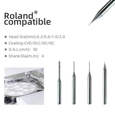 Roland Bur ที่ไม่เคลือบผิวสำหรับวัสดุ PMMA Wax Soft